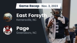 Recap: East Forsyth  vs. Page  2023