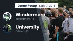 Recap: Windermere  vs. University  2018
