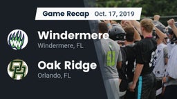 Recap: Windermere  vs. Oak Ridge  2019