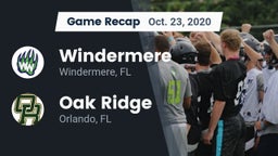 Recap: Windermere  vs. Oak Ridge  2020