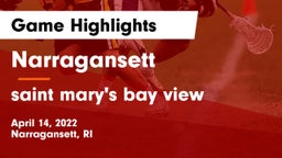Narragansett  vs saint mary's bay view Game Highlights - April 14, 2022