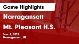 Narragansett  vs Mt. Pleasant H.S. Game Highlights - Jan. 4, 2024