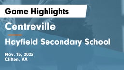 Centreville  vs Hayfield Secondary School Game Highlights - Nov. 15, 2023