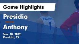 Presidio  vs Anthony  Game Highlights - Jan. 18, 2022