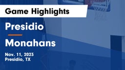 Presidio  vs Monahans  Game Highlights - Nov. 11, 2023