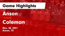 Anson  vs Coleman  Game Highlights - Nov. 30, 2021