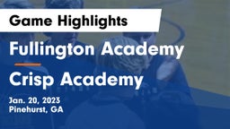 Fullington Academy vs Crisp Academy  Game Highlights - Jan. 20, 2023