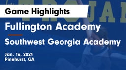 Fullington Academy vs Southwest Georgia Academy Game Highlights - Jan. 16, 2024