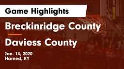 Breckinridge County  vs Daviess County  Game Highlights - Jan. 14, 2020