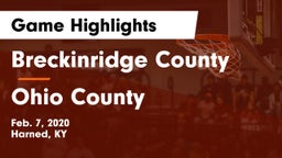 Breckinridge County  vs Ohio County  Game Highlights - Feb. 7, 2020