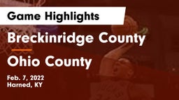 Breckinridge County  vs Ohio County  Game Highlights - Feb. 7, 2022