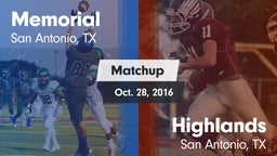 Matchup: Memorial  vs. Highlands  2016