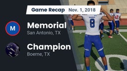 Recap: Memorial  vs. Champion  2018