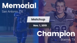 Matchup: Memorial  vs. Champion  2019