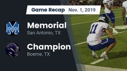 Recap: Memorial  vs. Champion  2019