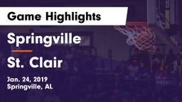 Springville  vs St. Clair  Game Highlights - Jan. 24, 2019