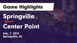 Springville  vs Center Point  Game Highlights - Feb. 7, 2019