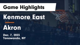Kenmore East  vs Akron  Game Highlights - Dec. 7, 2023