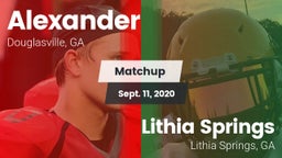 Matchup: Alexander vs. Lithia Springs  2020