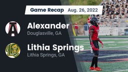 Recap: Alexander  vs. Lithia Springs  2022