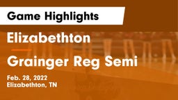Elizabethton  vs Grainger Reg Semi Game Highlights - Feb. 28, 2022