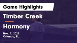 Timber Creek  vs Harmony  Game Highlights - Nov. 7, 2023