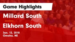Millard South  vs Elkhorn South  Game Highlights - Jan. 12, 2018