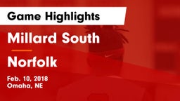 Millard South  vs Norfolk  Game Highlights - Feb. 10, 2018