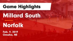 Millard South  vs Norfolk  Game Highlights - Feb. 9, 2019