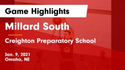 Millard South  vs Creighton Preparatory School Game Highlights - Jan. 9, 2021