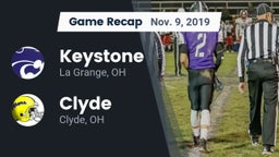 Recap: Keystone  vs. Clyde  2019