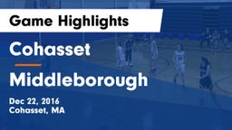 Cohasset  vs Middleborough Game Highlights - Dec 22, 2016