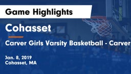 Cohasset  vs Carver  Girls Varsity Basketball - Carver Game Highlights - Jan. 8, 2019