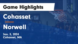Cohasset  vs Norwell  Game Highlights - Jan. 3, 2024