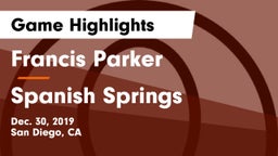Francis Parker  vs Spanish Springs  Game Highlights - Dec. 30, 2019
