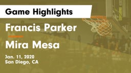 Francis Parker  vs Mira Mesa  Game Highlights - Jan. 11, 2020
