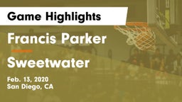 Francis Parker  vs Sweetwater  Game Highlights - Feb. 13, 2020