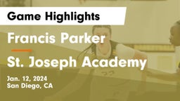 Francis Parker  vs St. Joseph Academy  Game Highlights - Jan. 12, 2024
