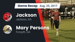 Recap: Jackson  vs. Mary Persons  2017