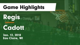 Regis  vs Cadott Game Highlights - Jan. 12, 2018