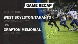 Recap: West Boylston/Tahanto  vs. Grafton Memorial  2016