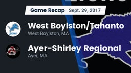 Recap: West Boylston/Tahanto  vs. Ayer-Shirley Regional  2017