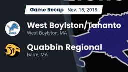 Recap: West Boylston/Tahanto  vs. Quabbin Regional  2019