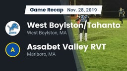 Recap: West Boylston/Tahanto  vs. Assabet Valley RVT  2019