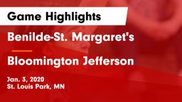 Benilde-St. Margaret's  vs Bloomington Jefferson  Game Highlights - Jan. 3, 2020