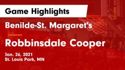 Benilde-St. Margaret's  vs Robbinsdale Cooper  Game Highlights - Jan. 26, 2021