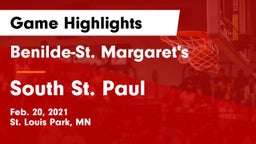 Benilde-St. Margaret's  vs South St. Paul  Game Highlights - Feb. 20, 2021
