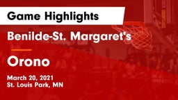 Benilde-St. Margaret's  vs Orono  Game Highlights - March 20, 2021
