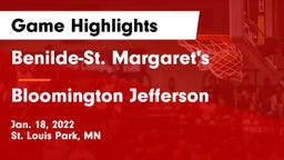 Benilde-St. Margaret's  vs Bloomington Jefferson  Game Highlights - Jan. 18, 2022