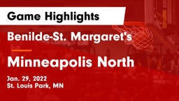 Benilde-St. Margaret's  vs Minneapolis North  Game Highlights - Jan. 29, 2022